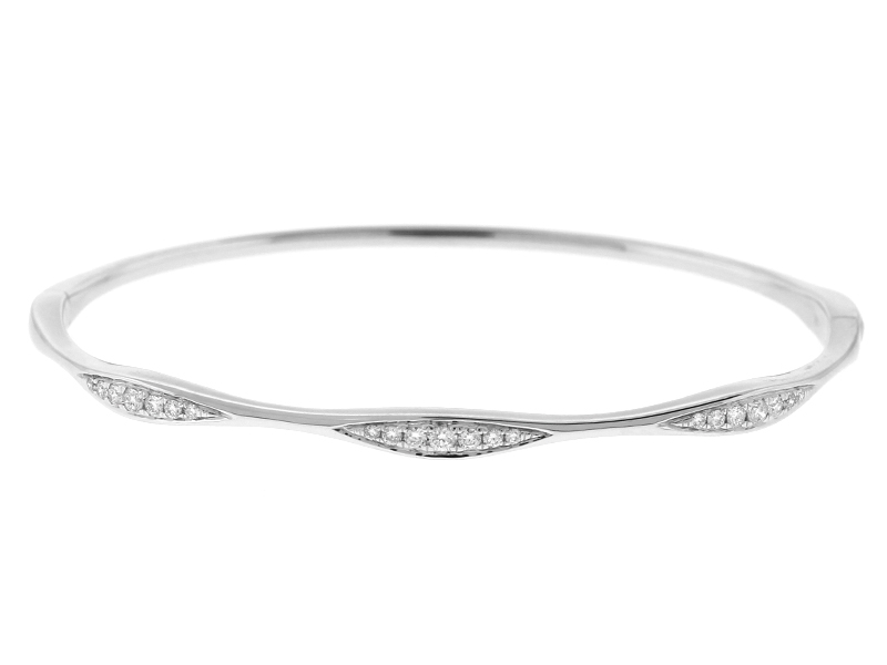 14k White Gold Bangle with Graduating Diamonds