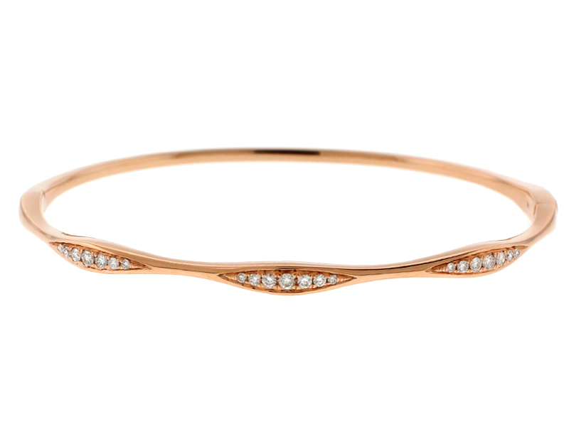 14k Rose Gold Bangle with Graduating Diamonds