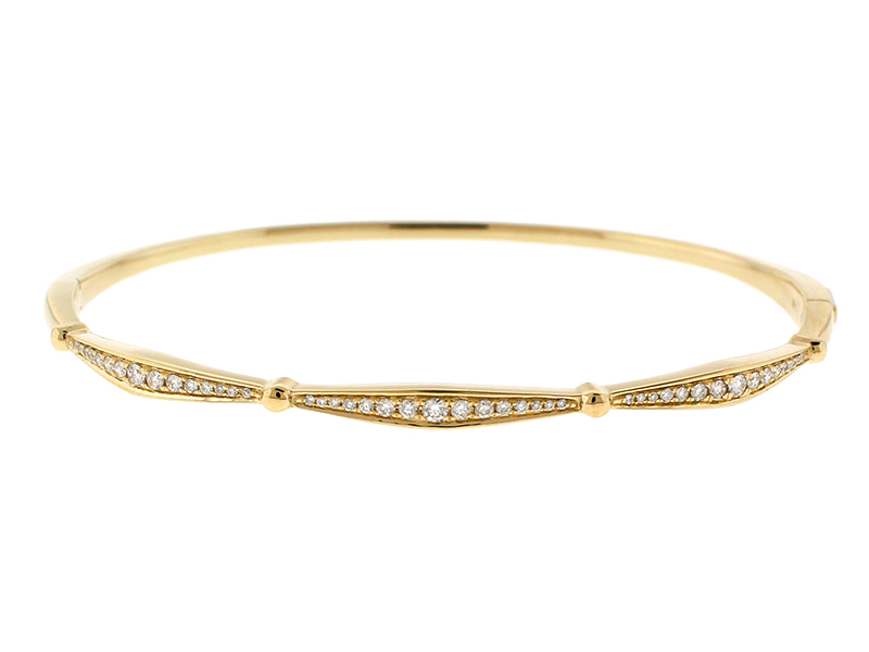 Thin Bracelet / Diamond Bangle in 14k Yellow Gold - Minimalist Jewelry