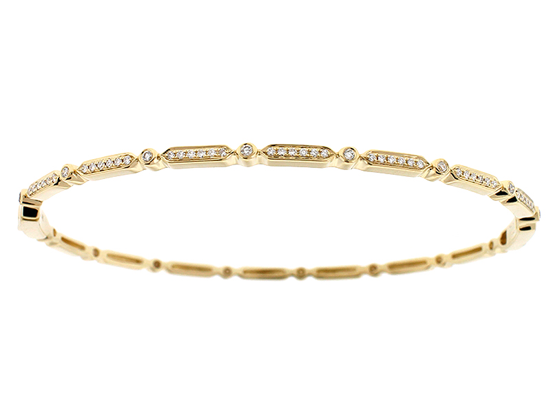 Diamond Bangle / Thin Bracelet - 14k Gold - Minimalist Jewelry