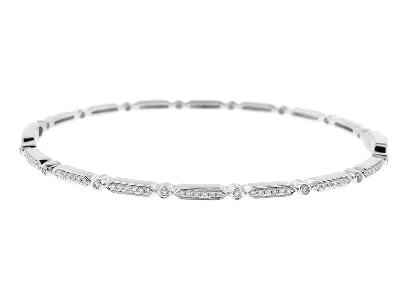 Diamond Bangle / Thin Bracelet - 14k White Gold - Minimalist Jewelry