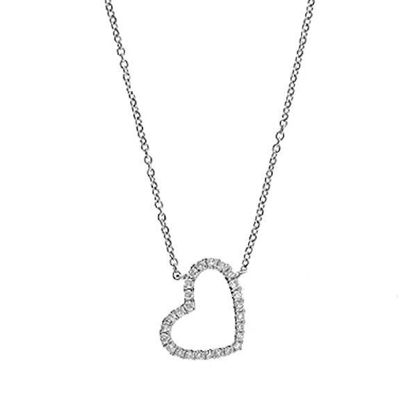 Diamond Heart Necklace in 18kt White Gold