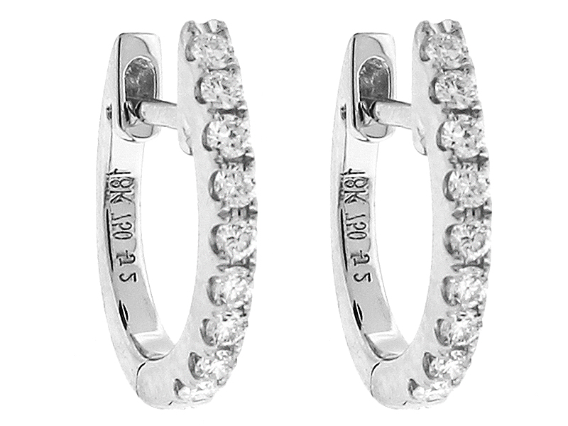 Small Diamond Hoop Earrings - 18k White Gold