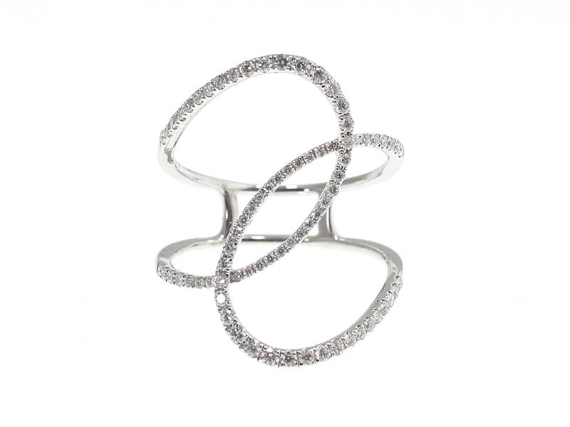 Open Abstract Ring 25mm at the Widest Diamond Ring in 18kt White Gold