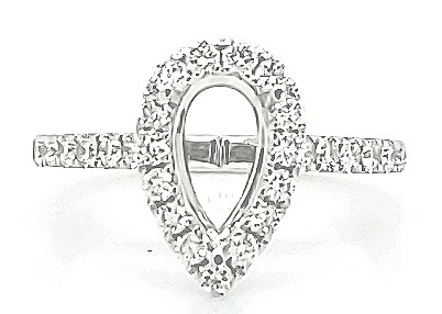 9x5 mm Pear Halo Engagement Ring Semi Mount