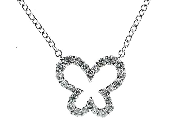 Diamond Butterfly Necklace in 18k White Gold