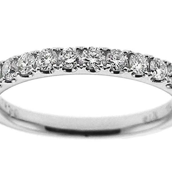 Ladies Single Row Wedding Band with Diamonds in 18k White Gold