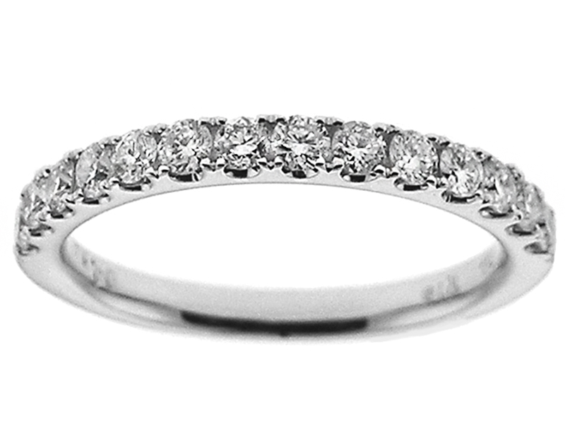 Ladies Single Row Wedding Band with Diamonds in 18k White Gold