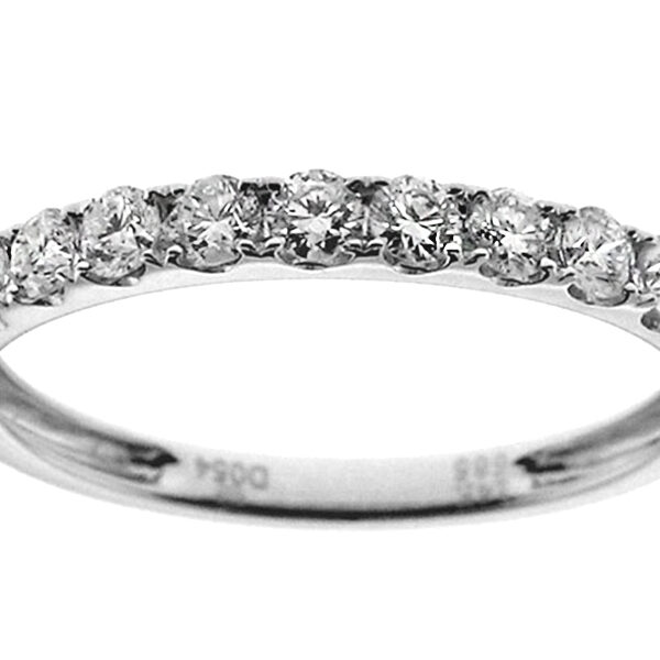Ladies Single Row Wedding Band with Diamonds in 14kt White Gold
