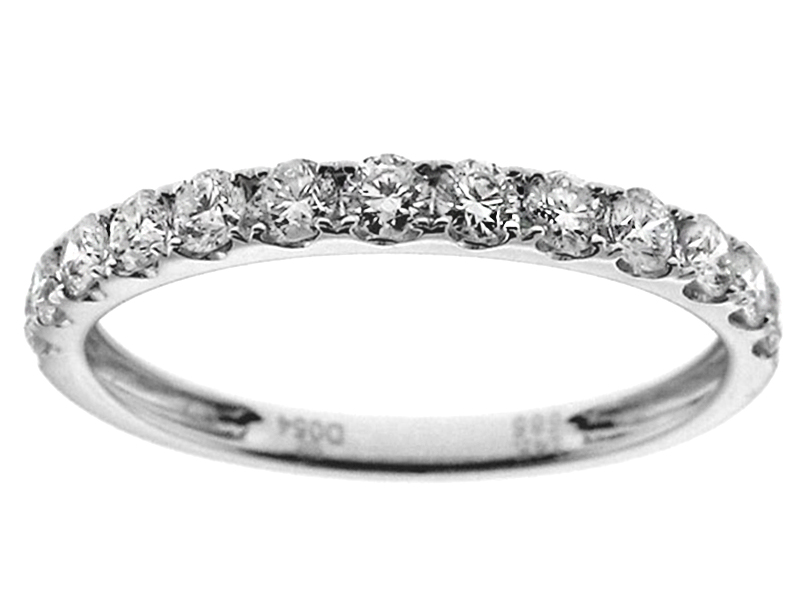Ladies Single Row Wedding Band with Diamonds in 14kt White Gold