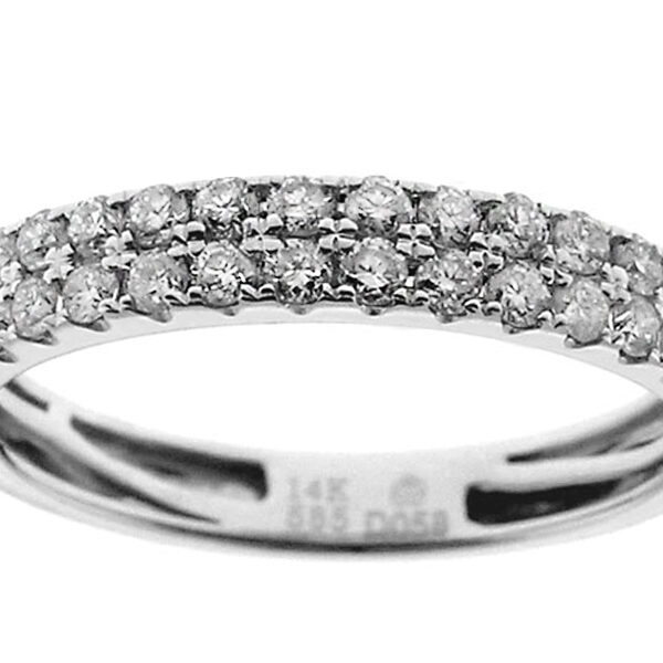 Ladies Double Row Band with Diamonds in 14kt Gold
