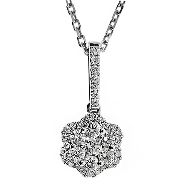 Flower Shaped Pendant with Diamonds in 18k White Gold