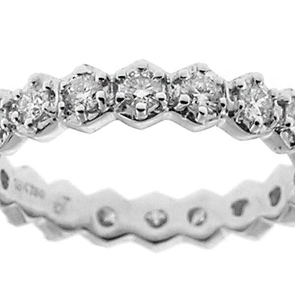 Hexagon Design Eternity Band with Diamonds in 18k White Gold
