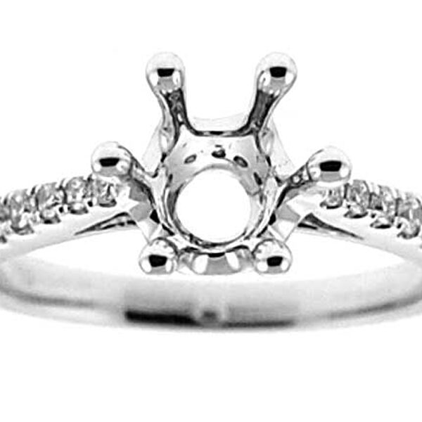 Thin Graduating Shank with Diamonds under Crown Diamond Engagement Ring Semi Mount