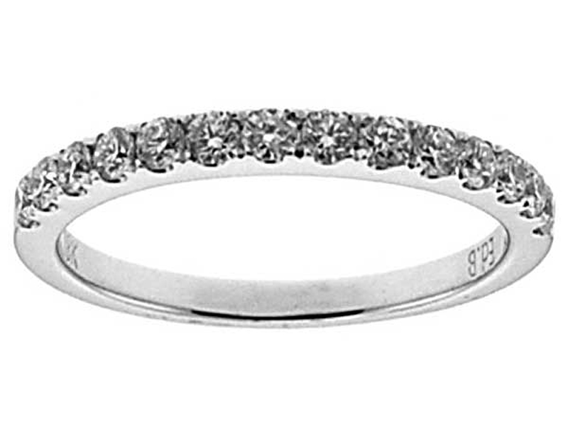 Single Row Micro-Prong Set Band with Round Diamonds in 18k White Gold