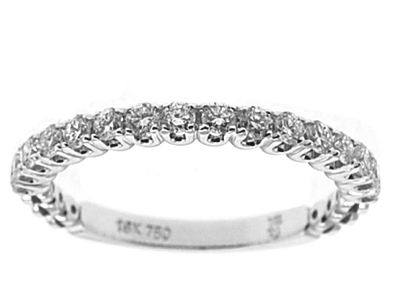 Single Row Prong Set Band with Round Diamonds in 18k White Gold