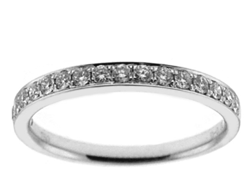 Single Row Band with Round Diamonds Set in 18k White Gold