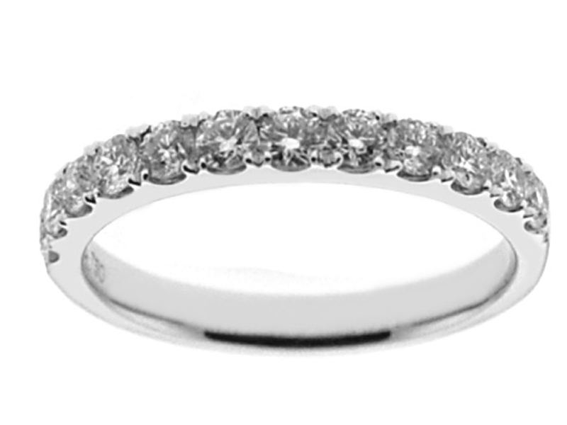 Single Row Band with Micro-Prong Set Round Diamonds in 18k White Gold