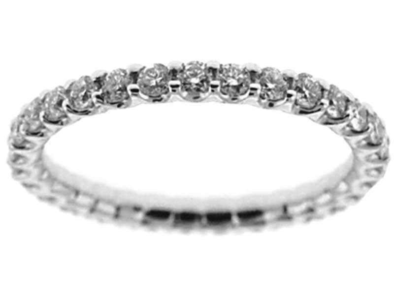 Eternity Band with Prong Set Round Diamonds in 18k White Gold