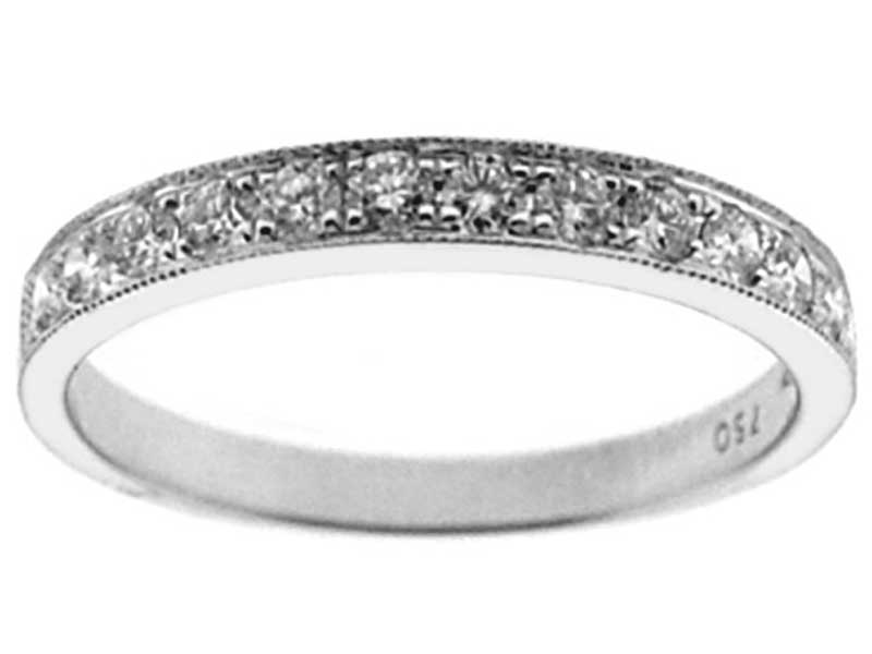 Single Row Micro-Prong Set Band with Round Diamonds in 18k White Gold