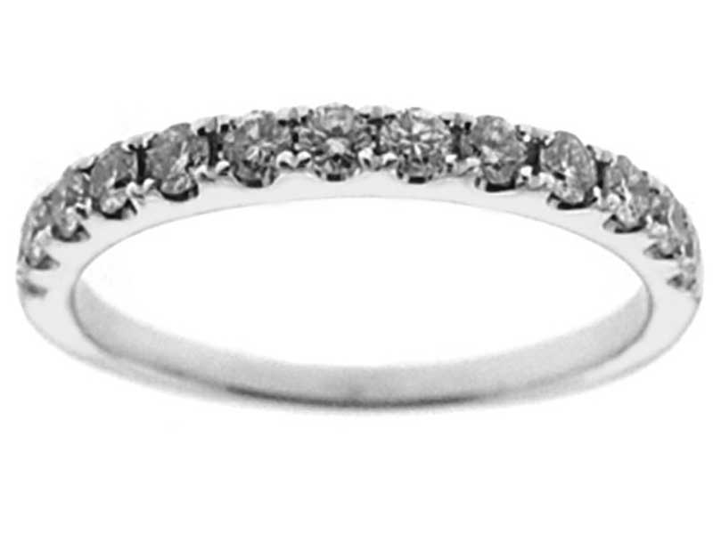 Single Row Micro-Prong Set Band with Round Diamonds in 18k White Gold