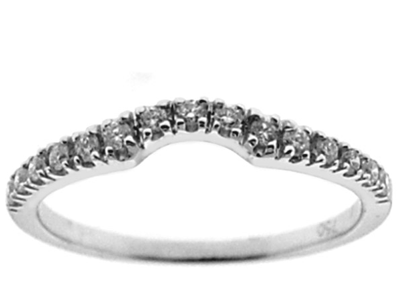 U Curved Band with Round Diamonds Set in 18k White Gold