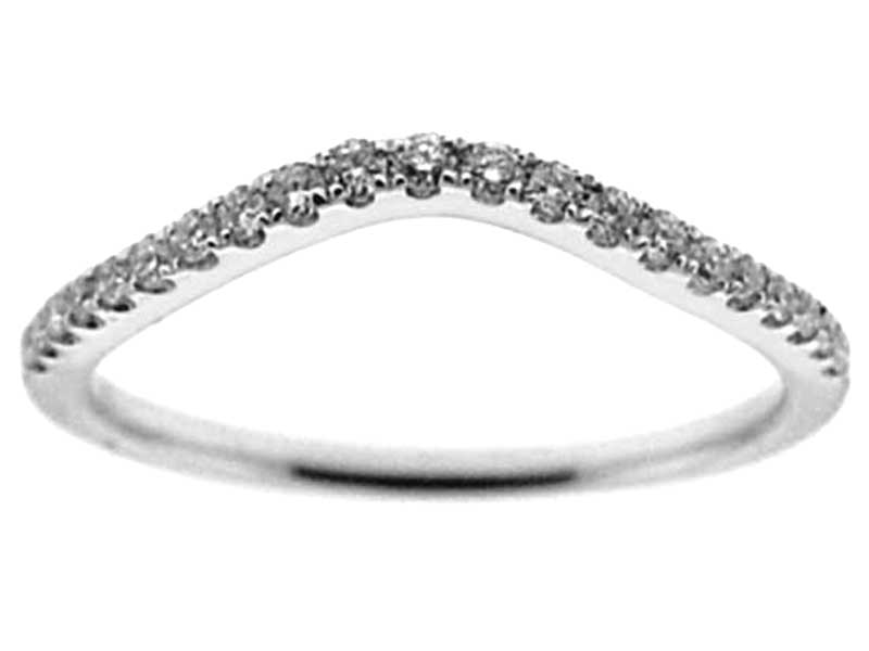 Curved Band with Round Diamonds Set in 18k White Gold