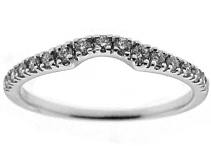 U Curved Band with Round Diamonds Set in 18k White Gold