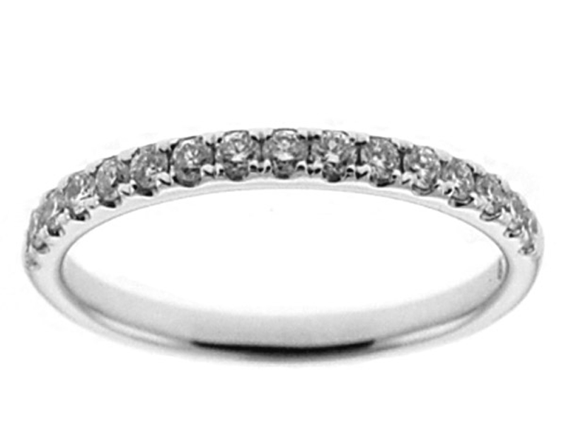 Single Row Prong Set Band with Round Diamonds in 18k White Gold
