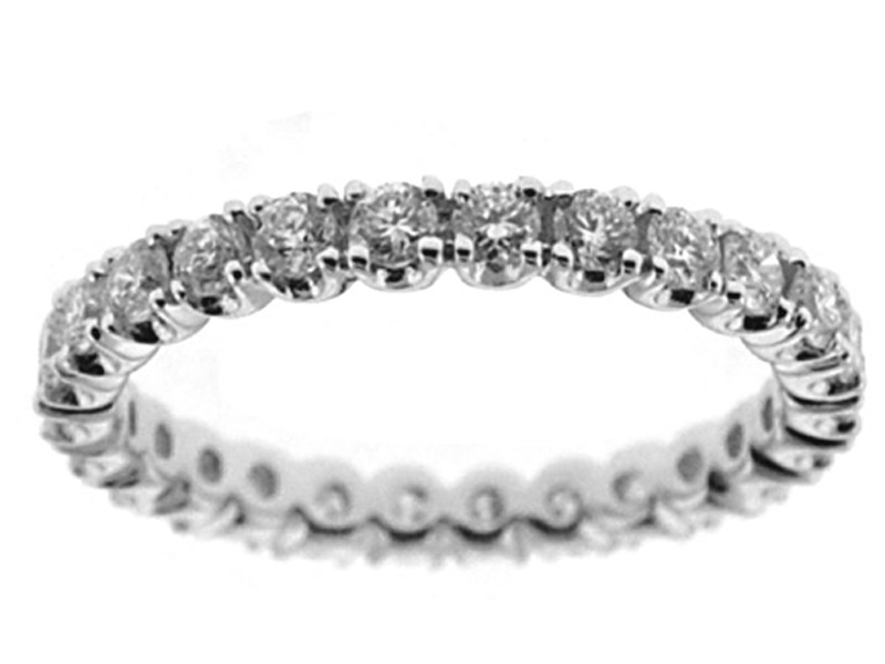 Eternity Band with Prong Set Round Diamonds in 18k White Gold