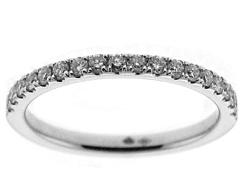 Single Row Prong Set Band with Round Diamonds in 18k White Gold