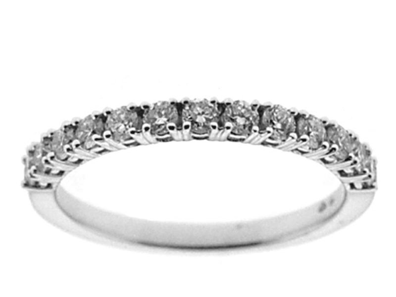 Single Row Prong Set Band with Round Diamonds in 18k White Gold