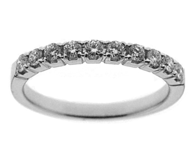 Single Row Prong Set Band with Round Diamonds in 18k White Gold