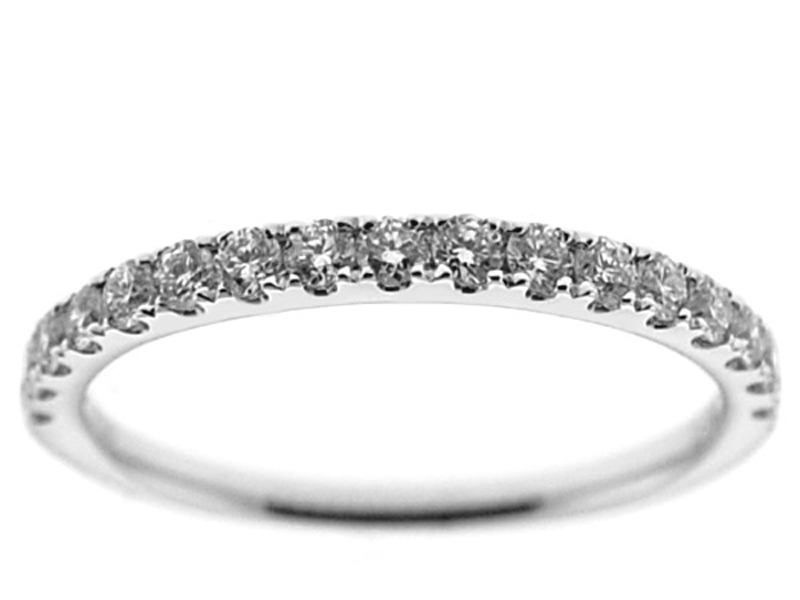Single Row Micro-Prong Set Band with Round Diamonds in 18k White Gold