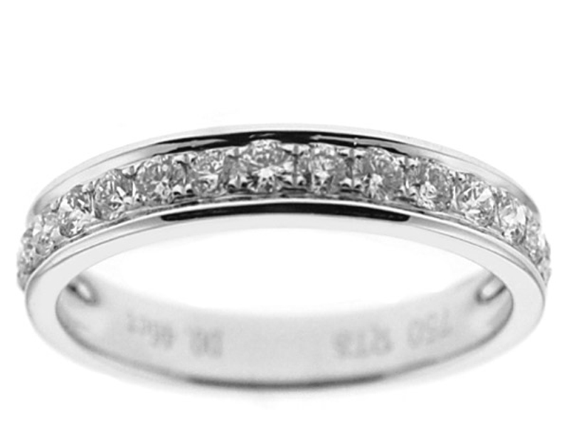 Single Row Pavé Set Band with Round Diamonds in 18k White Gold