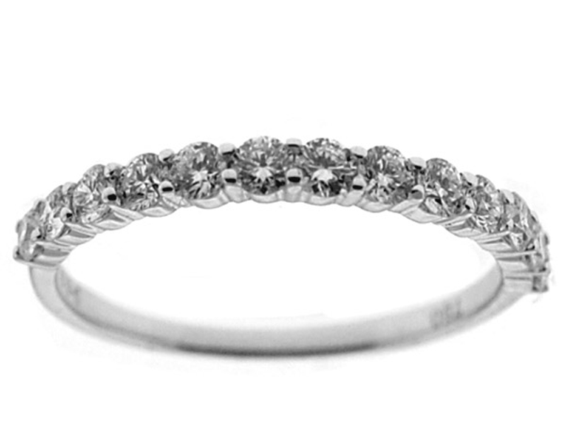 Prong Set Band with Round Diamonds in 18k White Gold