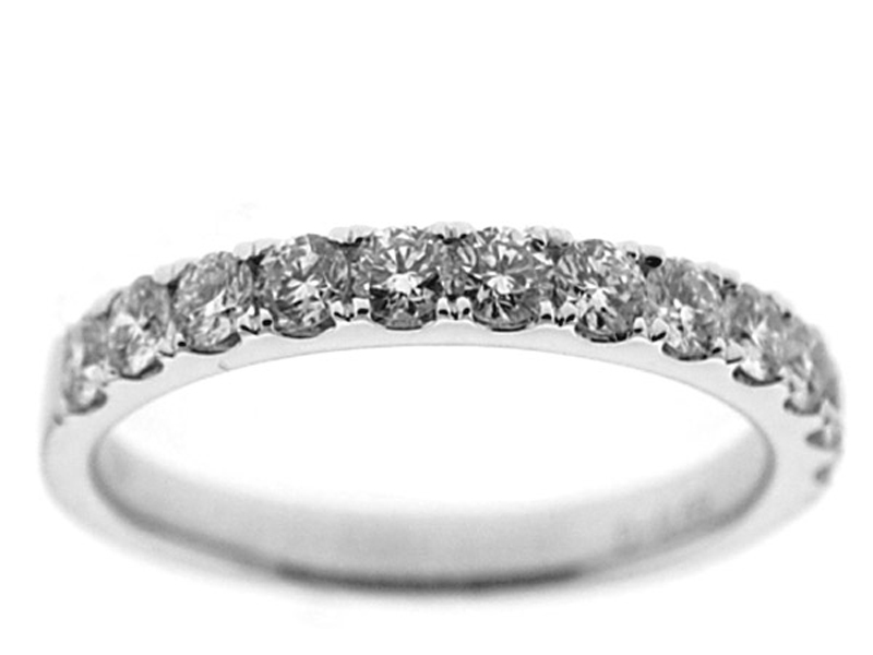 Single Row Band with Micro-Prong Set Round Diamonds in 18k White Gold