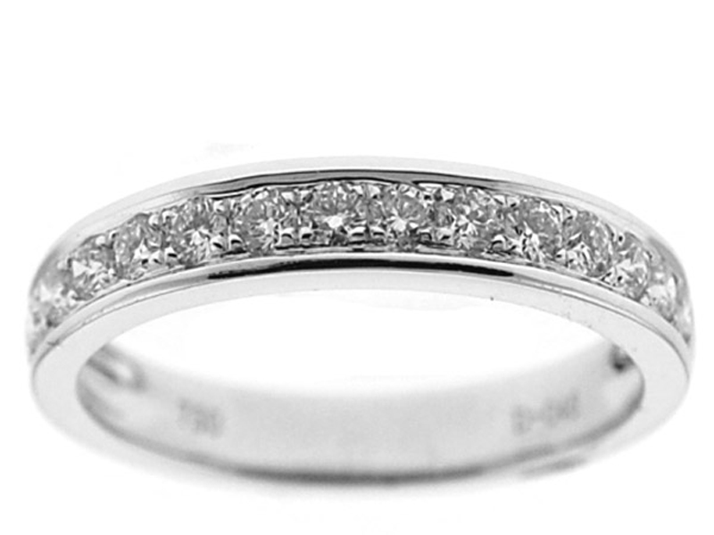 Single Row Micro-Prong Set Band with Round Diamonds in 18k White Gold