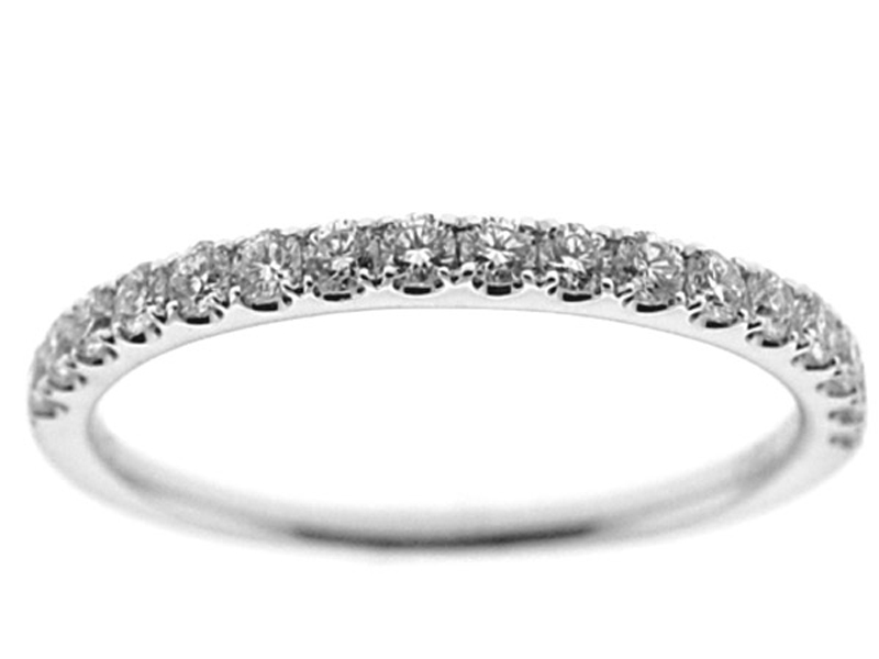 Single Row Micro-Prong Set Band with Round Diamonds in 18k White Gold