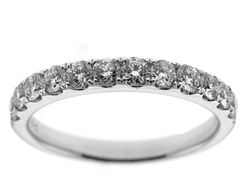 Single Row Prong Set Band with Round Diamonds in 18k White Gold