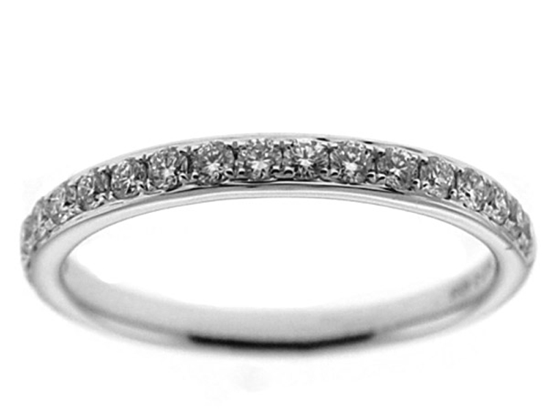 Single Row Micro-Prong Set Band with Round Diamonds in 18k White Gold