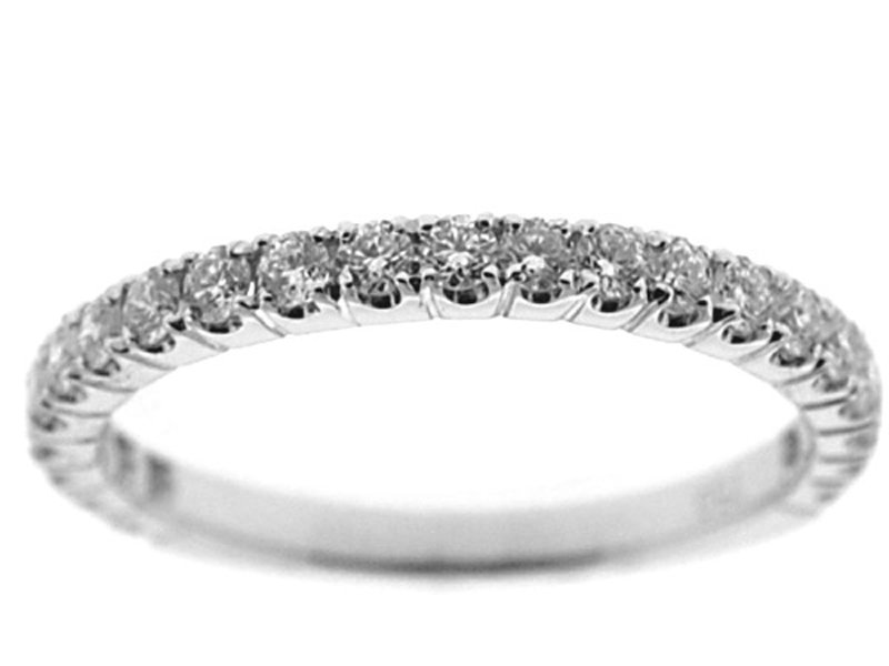 Single Row Prong Set Band with Round Diamonds in 18k White Gold