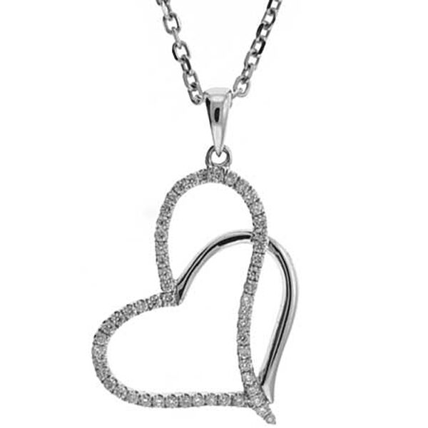 Intertwined Hearts Pendant with Diamonds Set in 18k White Gold