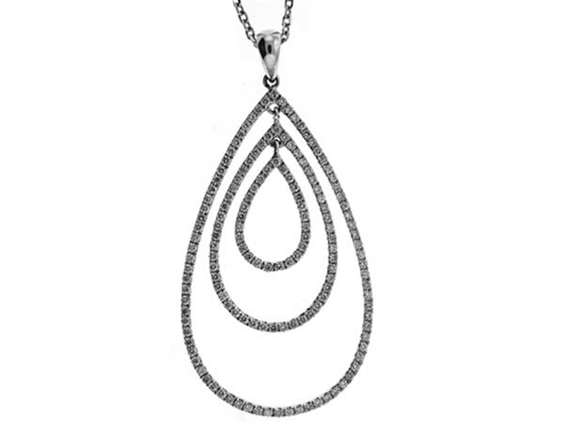 Triple Drop Shape Pendant with Diamonds Set in 18k White Gold