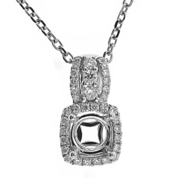 Square Halo Pendant with Diamonds Set in 18k White Gold