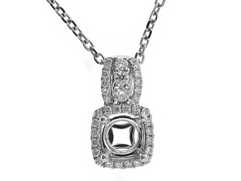 Square Halo Pendant with Diamonds Set in 18k White Gold