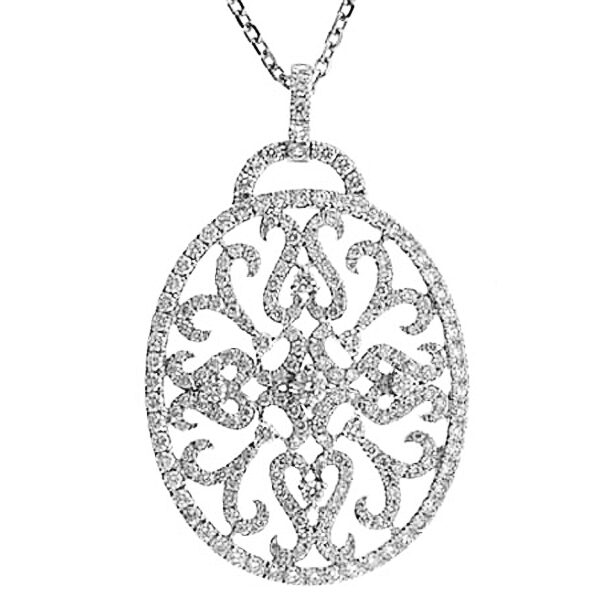 Fancy Oval Pendant with Diamonds in 18kt White Gold