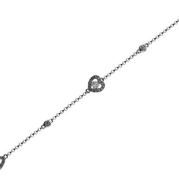 Diamond Chain Bracelet with Square Heart and Eye Halo Design Look in 18kt White Gold
