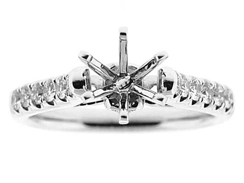 Thin Row of Micro Prong Set Diamond Semi Mount Engagement Ring Setting