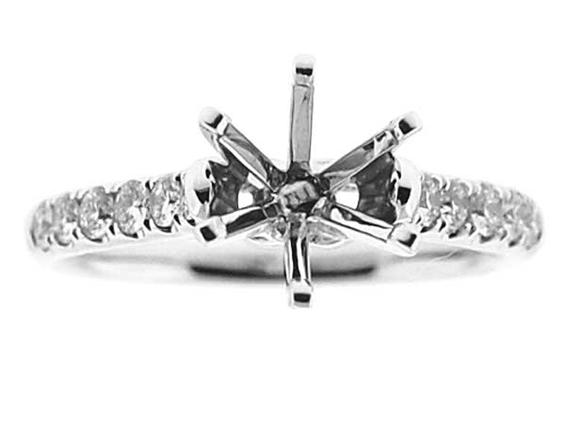 Single Row Micro Prong Set Diamond Semi Mount Engagement Ring Setting